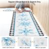 Blue Snowflake Bath Mat for Tub,Non Slip Bathroom Floor Runner Rug Quick Dry & Absorbent Diatomaceous Earth Shower Sink Bedroom Kitchen Washable Doormat,Christmas Country Farmhouse Plaid 24x36+24x71 view 4