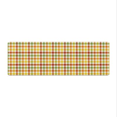 Farmhouse Lattice Plaid Bath Mat for Tub,Non Slip Bathroom Floor Runner Rug Quick Dry & Absorbent Diatomaceous Earth Shower Sink Kitchen Washable Doormat,Thanksgiving Fall Orange Green Yellow 20"x47"