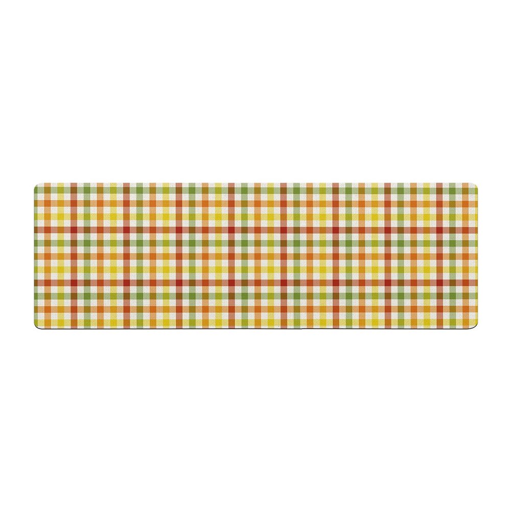 Farmhouse Lattice Plaid Bath Mat for Tub,Non Slip Bathroom Floor Runner Rug Quick Dry & Absorbent Diatomaceous Earth Shower Sink Kitchen Washable Doormat,Thanksgiving Fall Orange Green Yellow 20"x47"