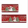 Christmas Bath Mat for Tub,Non Slip Bathroom Floor Runner Rug Quick Dry & Absorbent Diatomaceous Earth Shower Sink Kitchen Washable Doormat,Red Snowman Snowflake Snow Xmas Tree Plaid 16x24+16x47 view 1