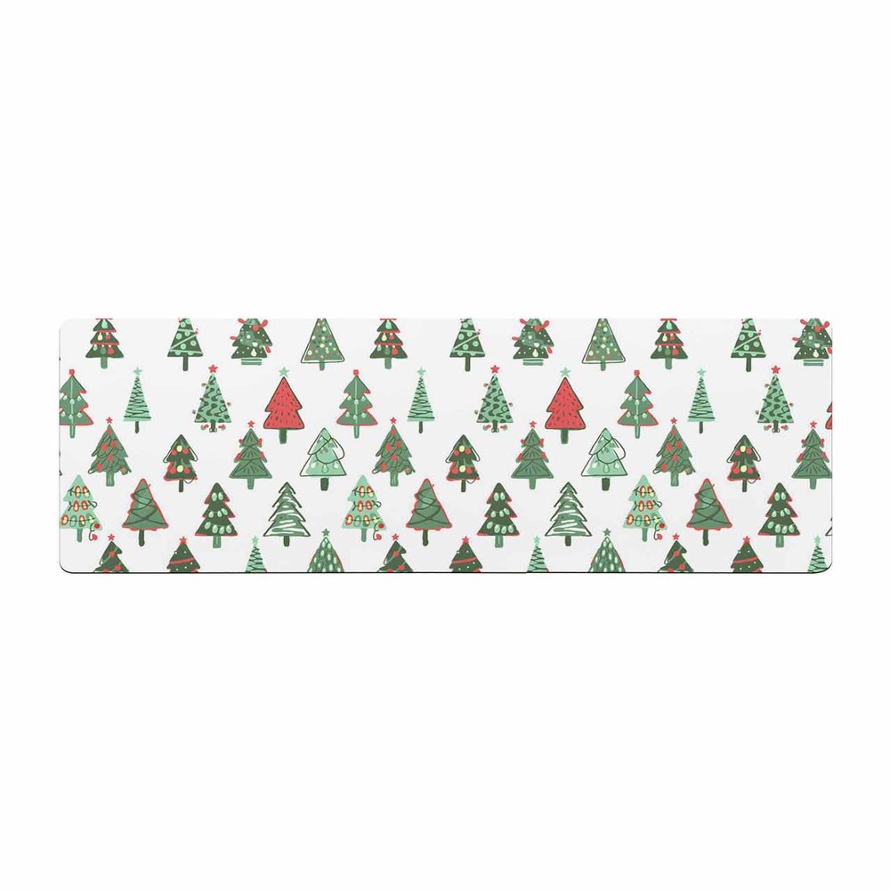 Christmas Bath Mat for Tub,Non Slip Bathroom Floor Runner Rug Quick Dry & Absorbent Diatomaceous Earth Shower Sink Bedroom Kitchen Washable Doormat,Teal Green Xmas Tree Winter Holiday 20"x47"