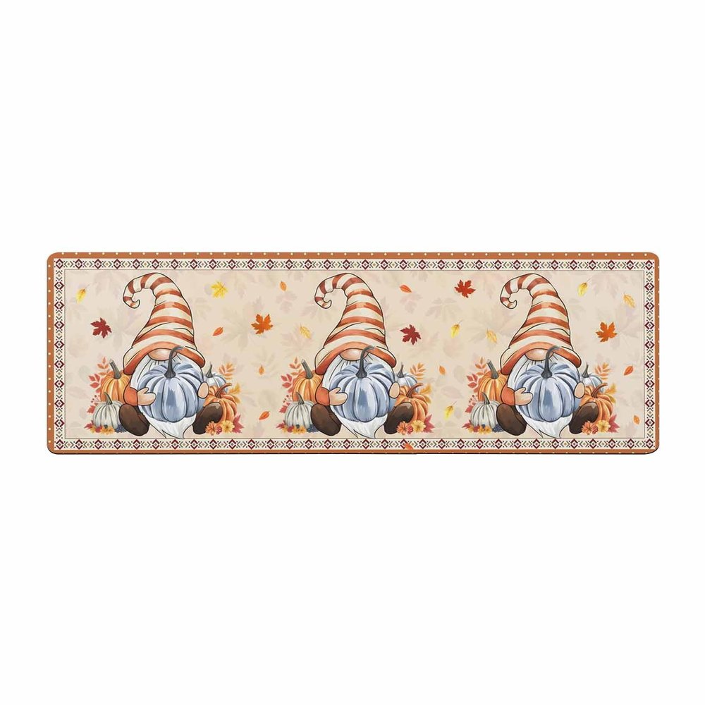 Thanksgiving Southwestern Bath Mat for Tub,Non Slip Bathroom Floor Runner Rug Quick Dry & Absorbent Diatomaceous Earth Shower Sink Kitchen Washable Doormat,Boho Gnomes Pumpkins Fall Leaves 18"x60"