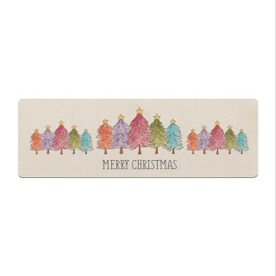 Christmas Bath Mat for Tub,Non Slip Bathroom Floor Runner Rug Quick Dry & Absorbent Diatomaceous Earth Shower Sink Bedroom Kitchen Washable Doormat,Colorful Cartoon Xmas Tree Farmhouse 18"x60"