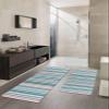 Aqua Bath Mat for Tub,Non Slip Bathroom Floor Runner Rug Quick Dry & Absorbent Diatomaceous Earth Shower Sink Bedroom Kitchen Washable Doormat,Abstract Gradient Minimalist Stripes 20x32+20x47 view 2