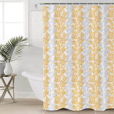 Double Love Fall Forest Abstract Bathroom Curtain 96 Inch Shower Curtain with Hooks, Waterproof Polyester Bath Curtain Washable Bathtub Curtain Winter Orange Grey Leaves 72''x 96''
