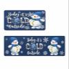 Christmas Blue Bath Mat for Tub,Non Slip Bathroom Floor Runner Rug Quick Dry & Absorbent Diatomaceous Earth Shower Sink Bedroom Kitchen Washable Doormat,Winter Snowman Snowflake Plaid 20x24+20x48 view 1