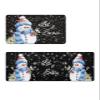 Christmas Bath Mat for Tub,Non Slip Bathroom Floor Runner Rug Quick Dry & Absorbent Diatomaceous Earth Shower Sink Kitchen Washable Doormat,Black Winter Snowflake Snowman Birds Black 24x36+24x71 view 1