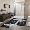 Christmas Bath Mat for Tub,Non Slip Bathroom Floor Runner Rug Quick Dry & Absorbent Diatomaceous Earth Shower Sink Kitchen Washable Doormat,Black Winter Snowflake Snowman Birds Black 24x36+24x71 view 2