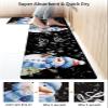 Christmas Bath Mat for Tub,Non Slip Bathroom Floor Runner Rug Quick Dry & Absorbent Diatomaceous Earth Shower Sink Kitchen Washable Doormat,Black Winter Snowflake Snowman Birds Black 24x36+24x71 view 4