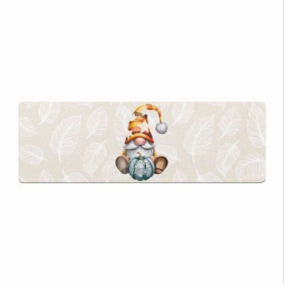 Thanksgiving Bath Mat for Tub,Non Slip Bathroom Floor Runner Rug Quick Dry & Absorbent Diatomaceous Earth Shower Sink Bedroom Kitchen Washable Doormat,Pumpkin Gnomes Maple Leaves Watercolor 16"x47"
