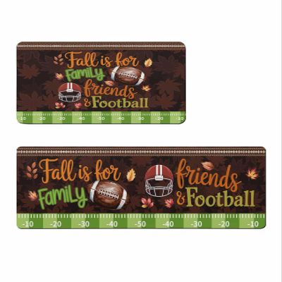 Fall Thanksgiving Bath Mat for Tub,Non Slip Bathroom Floor Runner Rug Quick Dry & Absorbent Diatomaceous Earth Shower Sink Bedroom Kitchen Washable Doormat,Brown Football Baseball Leaves 24x36+24x71