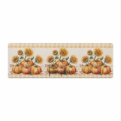 Weclome Fall Bath Mat for Tub,Non Slip Bathroom Floor Runner Rug Quick Dry & Absorbent Diatomaceous Earth Shower Sink Bedroom Kitchen Washable Doormat,Thanksgiving Pumpkins Sunflower Orange 20"x63"
