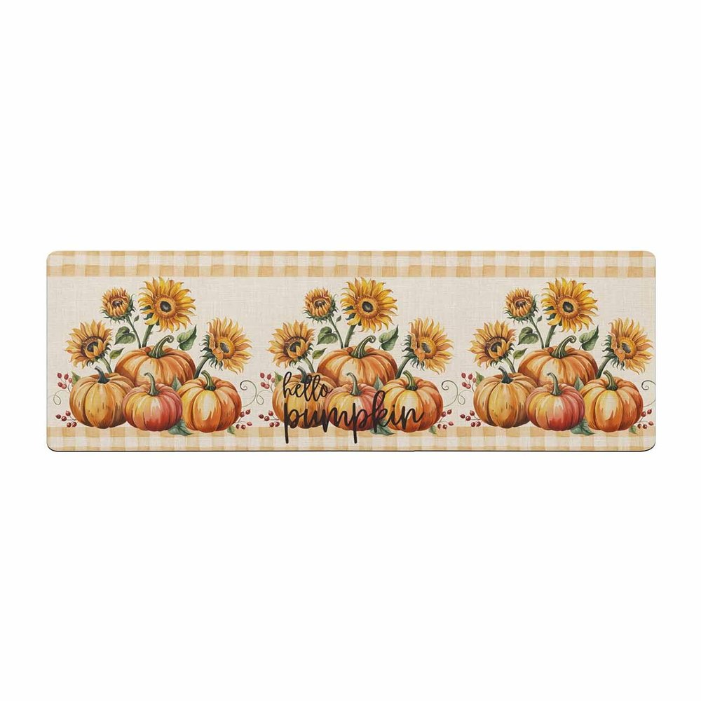 Weclome Fall Bath Mat for Tub,Non Slip Bathroom Floor Runner Rug Quick Dry & Absorbent Diatomaceous Earth Shower Sink Bedroom Kitchen Washable Doormat,Thanksgiving Pumpkins Sunflower Orange 20"x63"