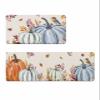 Abstract Pumpkins Bath Mat for Tub,Non Slip Bathroom Floor Runner Rug Quick Dry & Absorbent Diatomaceous Earth Shower Sink Kitchen Washable Doormat,Fall Thanksgiving Eucalyptus Leaves Bird 24x36+24x71 view 1