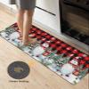 Christmas Bath Mat for Tub,Non Slip Bathroom Floor Runner Rug Quick Dry & Absorbent Diatomaceous Earth Shower Sink Bedroom Kitchen Washable Doormat,Red Plaid Winter Gnomes Snowflake Xmas Tree 18"x60" view 4
