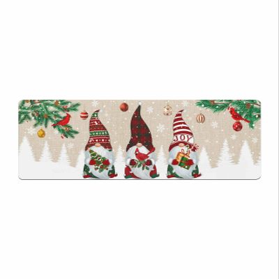 Christmas Bath Mat for Tub,Non Slip Bathroom Floor Runner Rug Quick Dry & Absorbent Diatomaceous Earth Shower Sink Bedroom Kitchen Washable Doormat,Winter Gnomes Snowflake Farmhouse Pine Trees 24"x71"