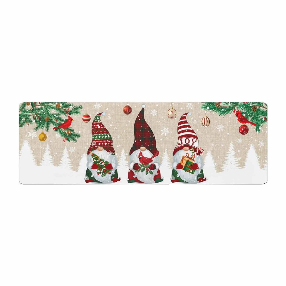 Christmas Bath Mat for Tub,Non Slip Bathroom Floor Runner Rug Quick Dry & Absorbent Diatomaceous Earth Shower Sink Bedroom Kitchen Washable Doormat,Winter Gnomes Snowflake Farmhouse Pine Trees 24"x71"