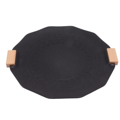 Korean Grill Pan,Nonstick Round Griddle Grill Pan with Handle,Good Thermal Insulation Non Stick Barbecue Plate for Party Camping(40cm)