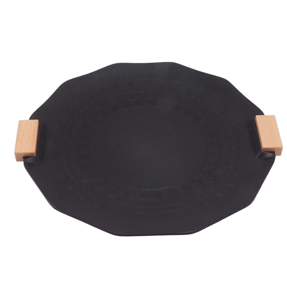 Korean Grill Pan,Nonstick Round Griddle Grill Pan with Handle,Good Thermal Insulation Non Stick Barbecue Plate for Party Camping(40cm)