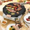 Korean Grill Pan,Nonstick Round Griddle Grill Pan with Handle,Good Thermal Insulation Non Stick Barbecue Plate for Party Camping(40cm) view 4