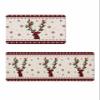 Christmas Snowflake Bath Mat for Tub,Non Slip Bathroom Floor Runner Rug Quick Dry & Absorbent Diatomaceous Earth Shower Sink Kitchen Washable Doormat,Xmas Deer Plaid Rustic Poinsettia 24x36+24x71 view 1