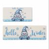 Christmas Gnomes Bath Mat for Tub,Non Slip Bathroom Floor Runner Rug Quick Dry & Absorbent Diatomaceous Earth Shower Sink Bedroom Kitchen Washable Doormat,Blue Winter Snowflake Xmas Dwarf 20x24+20x48 view 1