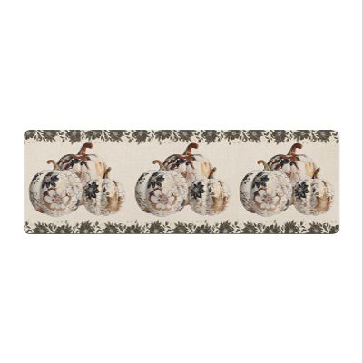 Farmhouse Thanksgiving Bath Mat for Tub,Non Slip Bathroom Floor Runner Rug Quick Dry & Absorbent Diatomaceous Earth Shower Sink Kitchen Washable Doormat,European Pumpkins Gold Floral Leaf 18"x60"
