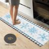 Blue Snowflake Bath Mat for Tub,Non Slip Bathroom Floor Runner Rug Quick Dry & Absorbent Diatomaceous Earth Shower Sink Bedroom Kitchen Washable Doormat,Christmas Country Farmhouse Plaid 16"x47" view 4
