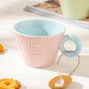 250ml/8.5oz Macaron colored ceramic mugs Exquisite home student breakfast milk coffee cups for office home restaurant cafe-Set of 4 view 3