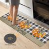 Pumpkin Plaid Bath Mat for Tub,Non Slip Bathroom Floor Runner Rug Quick Dry & Absorbent Diatomaceous Earth Shower Sink Bedroom Kitchen Washable Doormat,Boho Thanksgiving Fall Buffalo Dot Black 20"x63" view 4