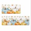Eucalyptus Pumpkin Bath Mat for Tub,Non Slip Bathroom Floor Runner Rug Quick Dry & Absorbent Diatomaceous Earth Shower Sink Kitchen Washable Doormat,Thanksgiving Seasonal Fall Maple Leaf 18x30+18x48 view 1