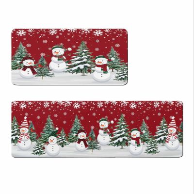 Christmas Snowmen Bath Mat for Tub,Non Slip Bathroom Floor Runner Rug Quick Dry & Absorbent Diatomaceous Earth Shower Sink Bedroom Kitchen Washable Doormat,Xmas Snowflake Winter Holiday 18x30+18x60