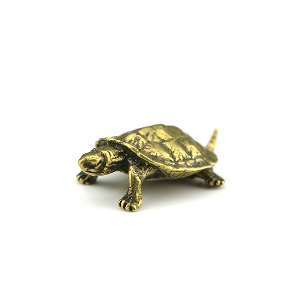 Antique Pure Brass Turtle Turtle and Turtle Bronze Carving Home Decoration Car Decoration Handle Handicraft Collection