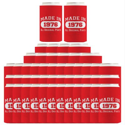 50th Birthday Decorations for Men Made in 1976 48-Pack Ultra Slim Seltzer Can Coolers