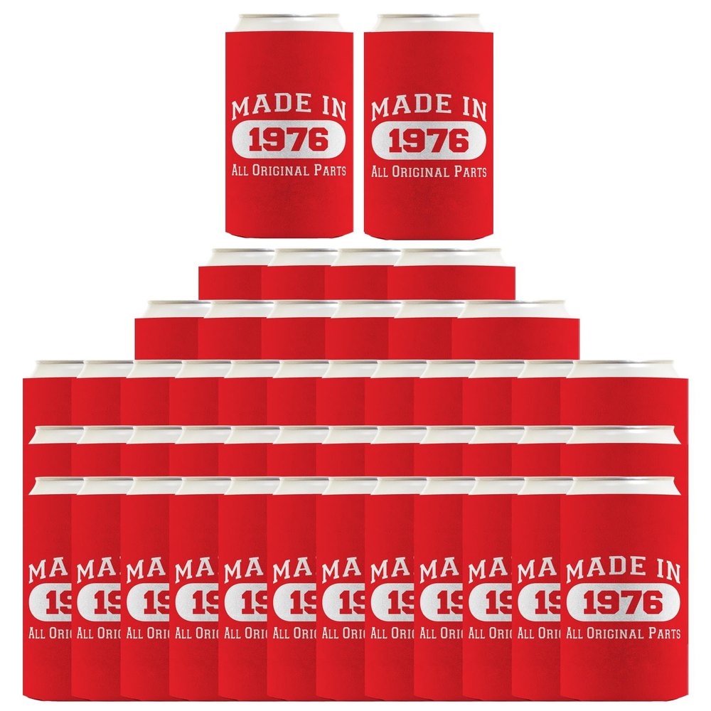 50th Birthday Decorations for Men Made in 1976 48-Pack Ultra Slim Seltzer Can Coolers