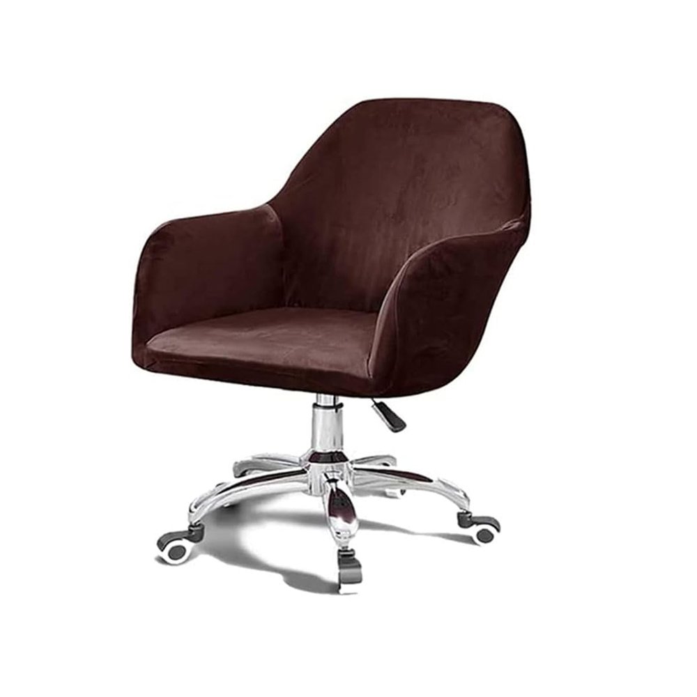UEMIS Stretch Velvet Dining Stools Chair Covers mid Century Modern Curved Backrest Accent Seat Slipcover Armchair Wingback Chair Protectors Kitchen Swivel Stools Slipcovers 1PCS F