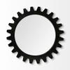 HomeRoots 26" Black Cog Round Metal Frame Wall Mirror view 2
