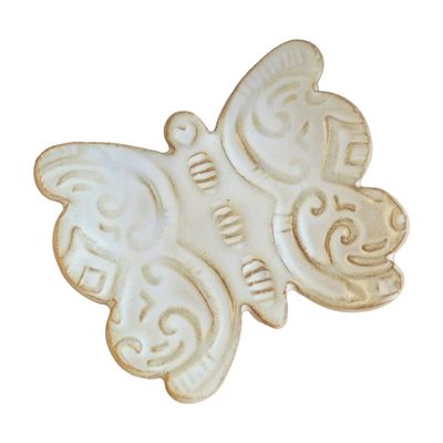 Mariposa Butterfly Shaped Spoon Rest for Kitchen Countertop Coffee Bar Decor Mini Size Holder (French ButterCream)
