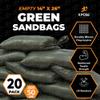 Xpose Safety Heavy Duty Sand Bags with Tie Strings  Empty Woven Polypropylene Sandbags for Hurricane Flood Protection, 50 lb Capacity, 14" x 26", Green, Pack of 20 view 2