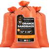 Xpose Safety Heavy Duty Sand Bags with Tie Strings Empty Woven Polypropylene Sandbags for Hurricane Flood Protection, 50 lb Capacity, 14" x 26", Orange, Pack of 10 view 1
