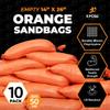 Xpose Safety Heavy Duty Sand Bags with Tie Strings Empty Woven Polypropylene Sandbags for Hurricane Flood Protection, 50 lb Capacity, 14" x 26", Orange, Pack of 10 view 3