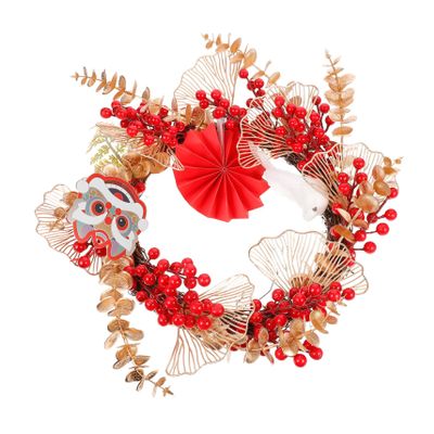 DECHOUS Elegant Spring Festival Wreath Red Fruit Decorative Hanging Ornament for Home Festive