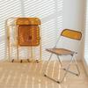 Modern Acrylic Folding Chair Transparent Chairs, Crystal Folding Chair, PC Plastic Living Room Seat, Chrome Frame, Foldable Clear Chair for Outside Inside (Color : Beige, Size : 48 * 48 * 75cm) view 2