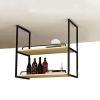 JIAHESHYP 2 Layer Ceiling ShelfIron Wall Hanging Wall Shelf Suspended Ceiling Storage Rack - Floating Shelf - Cabinets Racks & Shelveswith Guardrail (Size : 120 * 30 * 80cm) view 3