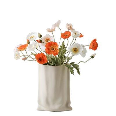Home Vase Ceramic Vase, Home and Living Room Flower Arrangement Vase, Porch Tabletop Decoration, Paper Bag Vase Decorative Vase (Color : Gold)