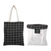 PATIKIL Canvas Tote Bag for Women, Double-Sided Canvas Bag with Handles Bulk Cotton Sturdy Reusable Tote Bag Washable Plaid for Teacher Shopping Gifts Grocery, Black view 1