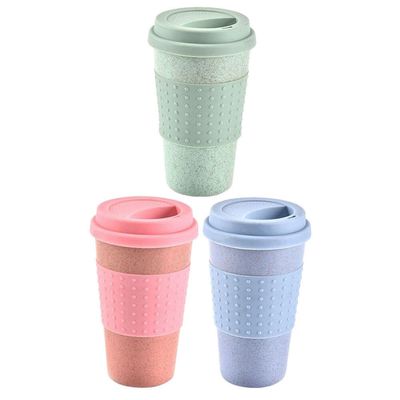 3pcs Wheat Straw Cup Juice Drinking Cup Smoothie Espresso Cup Reusable Drinking Cup Unbreakable Cups Coffee Cup with Lid Lids Freezer Cups Coffee Mug Kitchen Cups Plastic re-usable