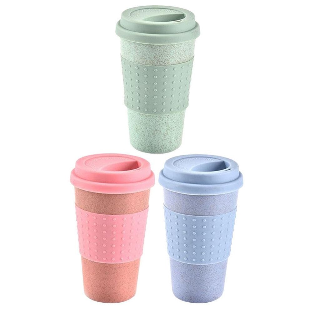 3pcs Wheat Straw Cup Juice Drinking Cup Smoothie Espresso Cup Reusable Drinking Cup Unbreakable Cups Coffee Cup with Lid Lids Freezer Cups Coffee Mug Kitchen Cups Plastic re-usable