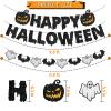 Happy Halloween Banner Hanging Paper Garland Bunting Banner Bloody Pumpkin Decorations, Photo Backdrop for Wall Home Mantle Office Wall Scary Party Supplies (Halloween) view 2