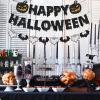 Happy Halloween Banner Hanging Paper Garland Bunting Banner Bloody Pumpkin Decorations, Photo Backdrop for Wall Home Mantle Office Wall Scary Party Supplies (Halloween) view 4